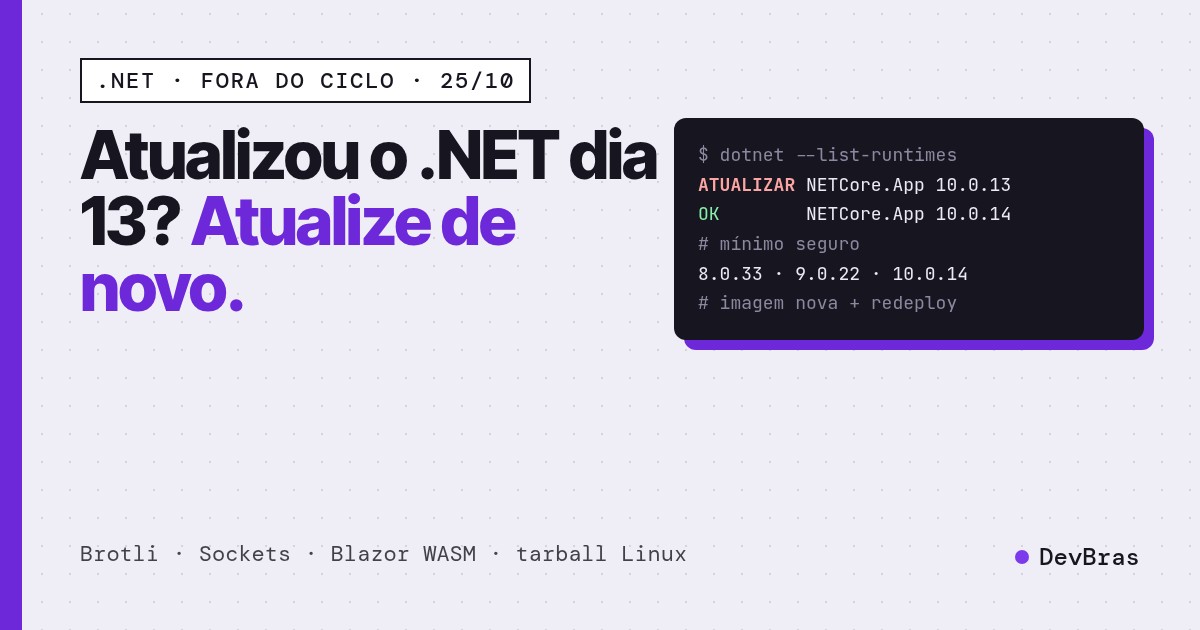 Capa do artigo: Atualização do .NET fora do ciclo: o que corrigir agora