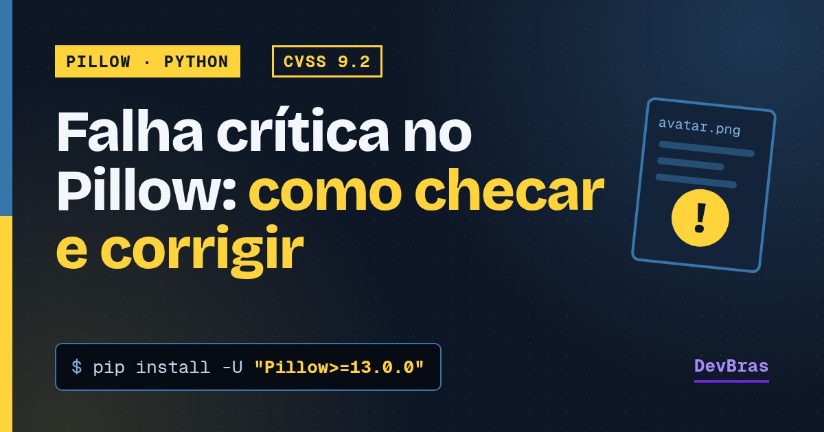 Capa do artigo: Falha crítica no Pillow (Python): como checar e corrigir